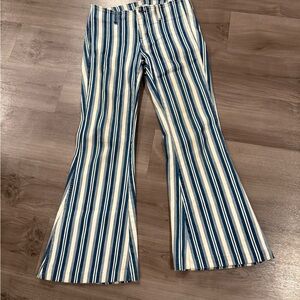 Free People - Jolene Blue Striped Hip Hugger Bell Bottom